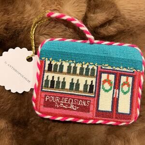 Anthropologie FURBISH STUDIO HOLIDAY ORNAMENT Christmas Pour Decisions Wine Bar